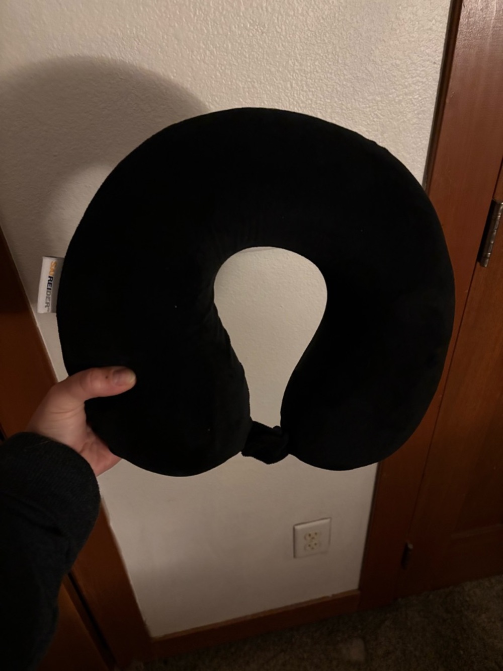 Plush Black U-Shaped Travel Neck Pillow
